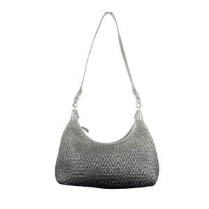 Fossil Black Woven Shoulder Bag Leather Strap Hobo Purse Boho Chic vintage